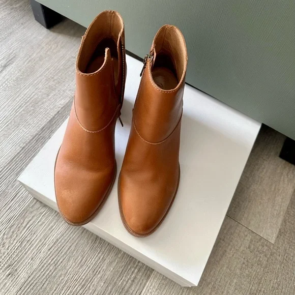 Leather Ankle Boots: Madewell Mira Side Seam Ankle Boot in English Saddle - Picture 3 of 5